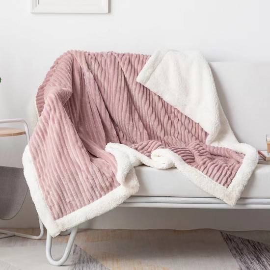 Plain double lambswood blanket summer flannel blanket striped sofa blanket Casual nap air conditioning blanket Plain double lambswood blanket summer flannel blanket striped sofa blanket Casual nap air conditioning blanket