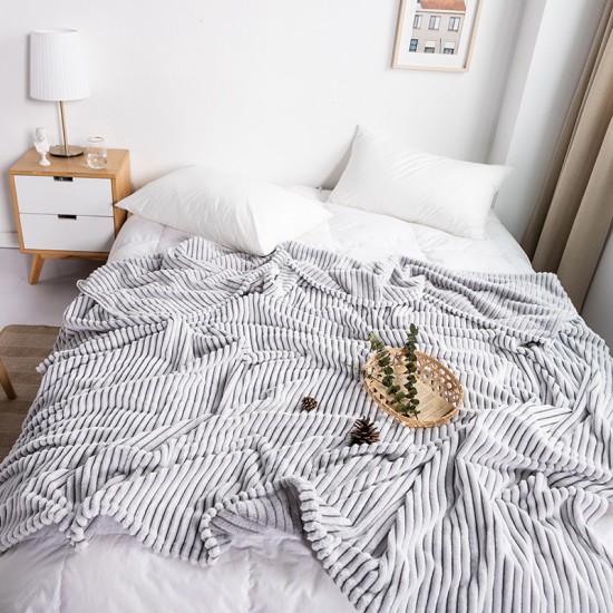 Flannel striped blanket four seasons single cover blanket office nap blanket casual sofa blanket gift blanket wholesale Flannel striped blanket four seasons single cover blanket office nap blanket casual sofa blanket gift blanket wholesale