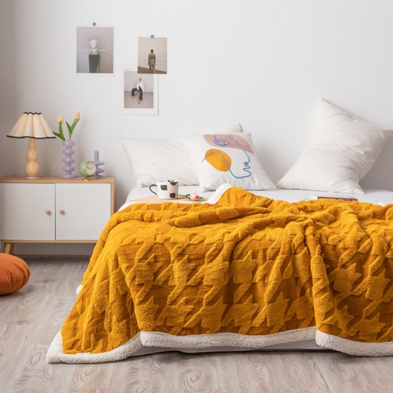 Spot wholesale jacquard thousand-bird lamb blanket flannel sofa blanket thickened air conditioning blanket nap cover blanket Spot wholesale jacquard thousand-bird lamb blanket flannel sofa blanket thickened air conditioning blanket nap cover blanket