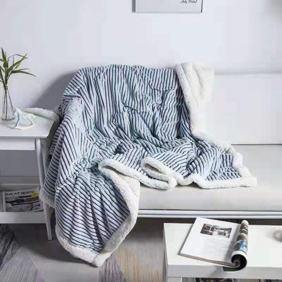 Striped flannel blanket coral velvet cover blanket office nap blanket thickened sofa blanket Lamb blanket wholesale Striped flannel blanket coral velvet cover blanket office nap blanket thickened sofa blanket Lamb blanket wholesale